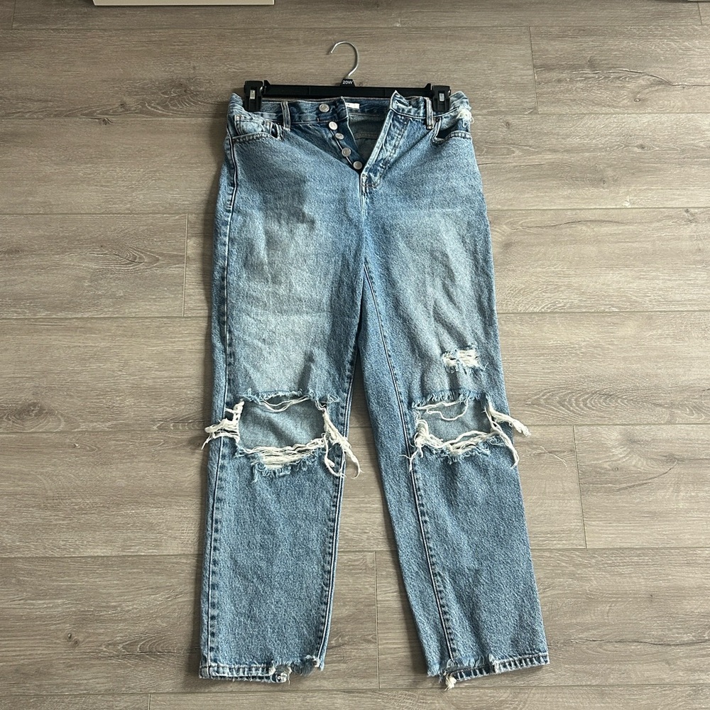 PacSun High Rise Straight Distressed Blue Denim Jeans Size 25